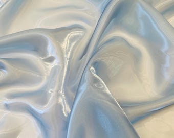 Baby Blue Liquid Organza Fabric: Glossy Bridal Apparel, 59-60" Wide