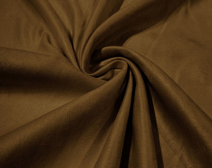 58" Faux Micro Suede Fabric - Light Brown - Polyester Micro Suede Fabric for Upholstery / Crafts / Costume Sold By The Yard
