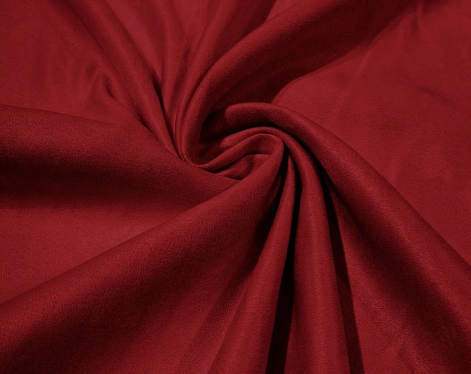 58" Faux Micro Suede Fabric - Red - Polyester Micro Suede Fabric for Upholstery / Crafts / Costume Sold By The Yard