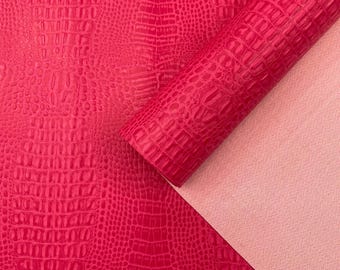 Hot Pink Crocodile Marine Vinyl Fabric: Waterproof Outdoor Upholstery