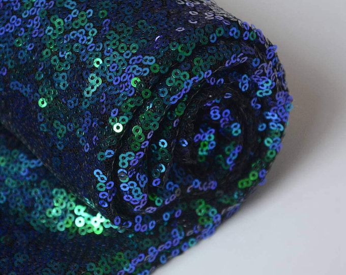 Iridescent Green Sequin Fabric Mini Glitz Sequins, By The Yard Sequin Fabric Dresses-Nightgowns-Prom Gown (Choose The Quantity)