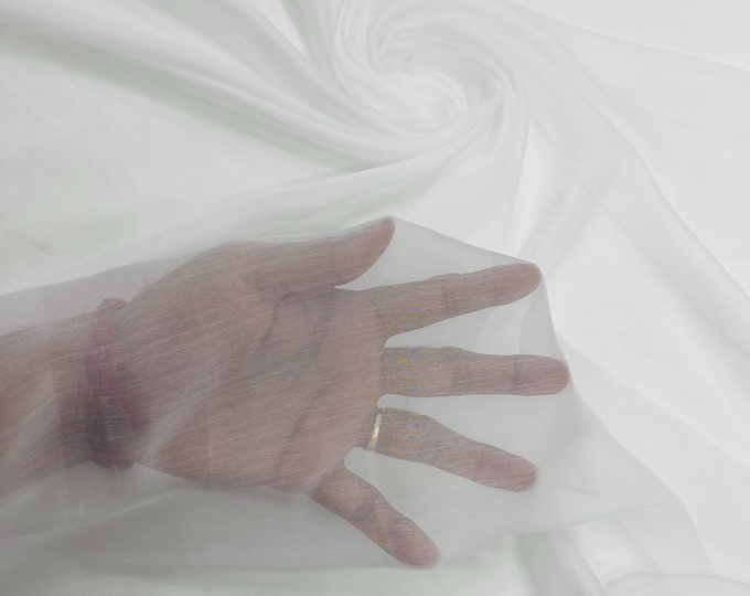 Off White Polyester Two-Tone Chiffon Fabric by the Yard, Bridal Chiffon Fabric, Two-Tone Chiffon Fabric | Chiffon Two Tone Sheer Fabric