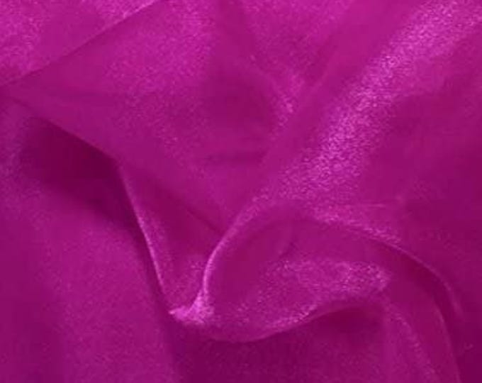Magenta Sparkle Crystal Organza Fabric: Sheer Shiny Material, 60" Wide
