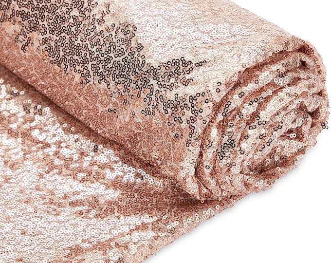 Rose Gold Sequin Fabric Mini Glitz Sequins, By The Yard Sequin Fabric Dresses-Nightgowns-Prom Gown (Choose The Quantity)