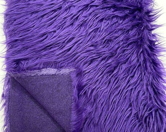 Purple Shaggy Faux Fur Fabric By Yard, Long Pile Luxury Shaggy Craft, Costume, Apparel, Decoration, Cosplay, Sewing Decoration 60" Wide