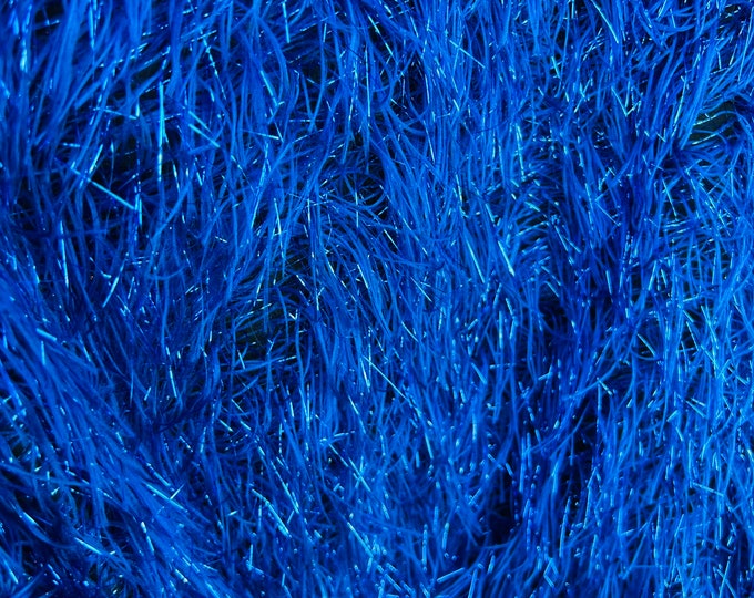 Metallic Royal Blue Eyelash Design By The Yard, eyelash fabric, Feathers Sewing Fringe ( Choose The Size )