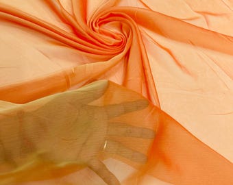 Orange Two-Tone Polyester Chiffon Fabric - Bridal & Formal Gowns