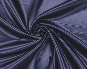 Navy Blue Shiny Charmeuse Satin Fabric: Bridal, Gala, Prom Dress - 60" Wide