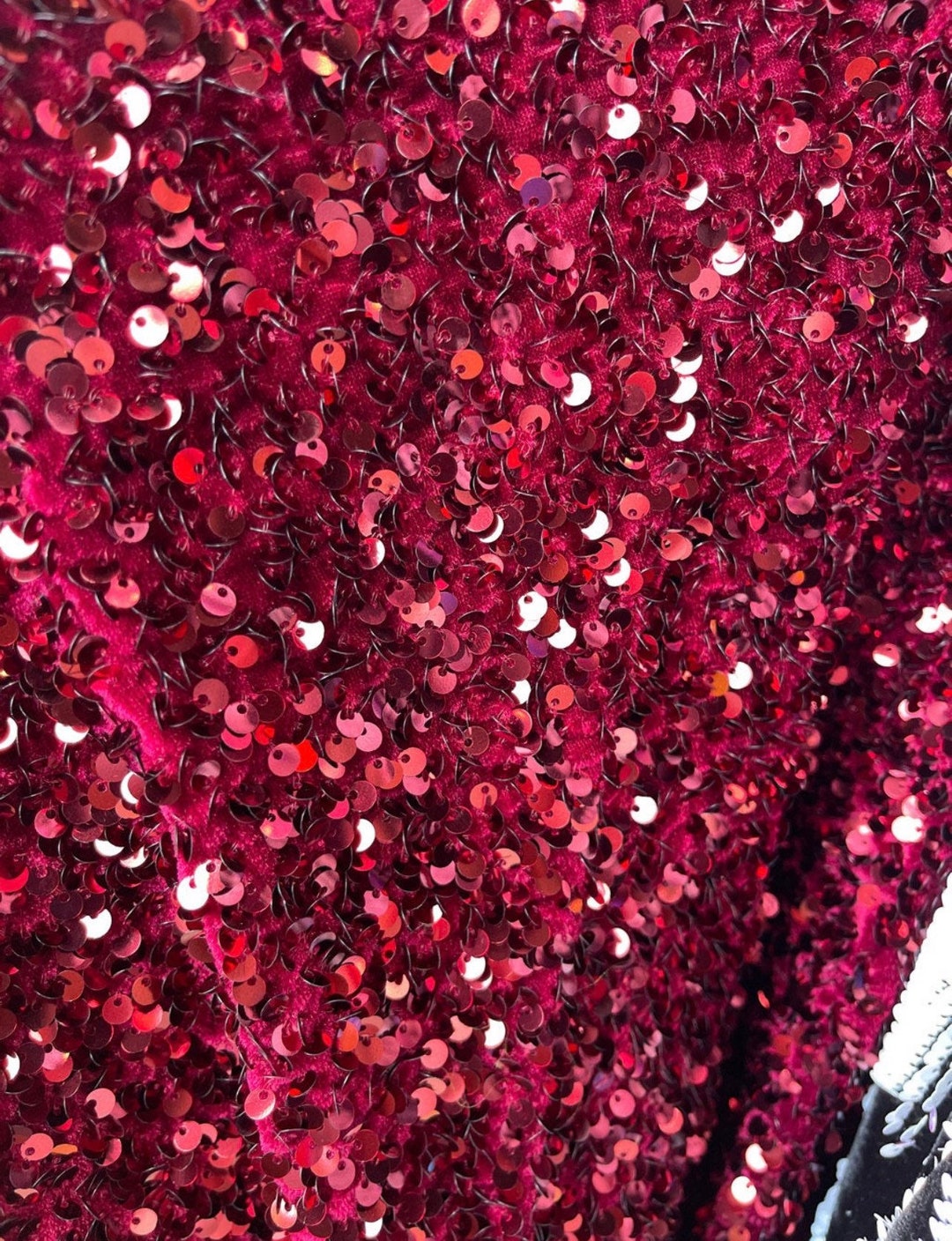Burgundy Sequin on Burgundy Stretch Velvet With Luxury Sequins All Over ...