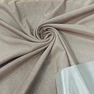 Rose Gold Glitter Stretch Fabric: Shimmer Spandex, Prom Gown Material