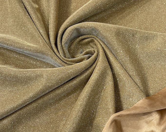 Champagne Shimmer Fabric by yard, Stretch Glitter Fabric | Luxury Sparkle Fabric | Glimmer | champagne Glitter Fabric for Prom-Gown-Backdrop