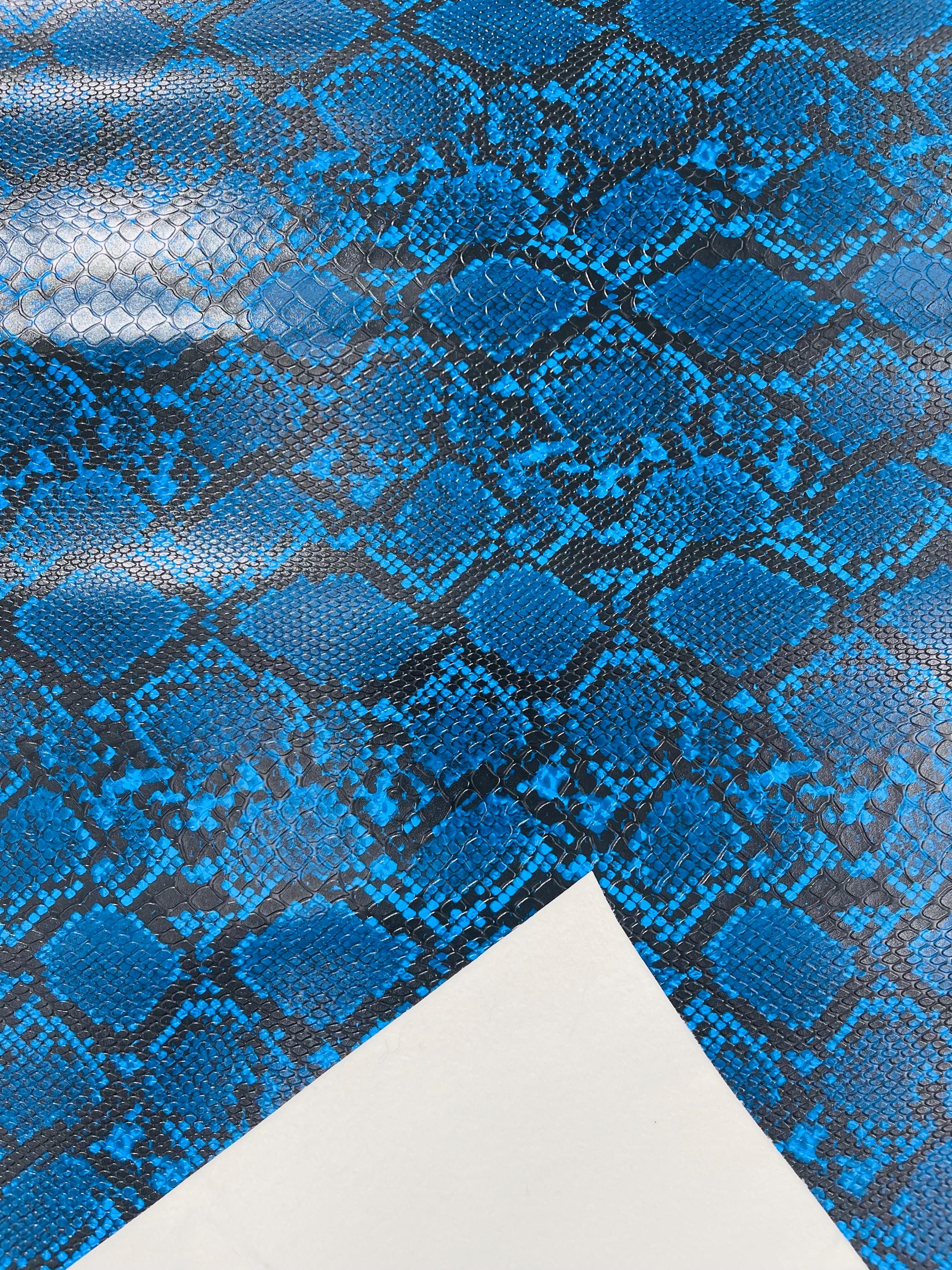 Midnight Blue Snake Skin Embossed Vinyl: Python Faux Leather Upholstery ...