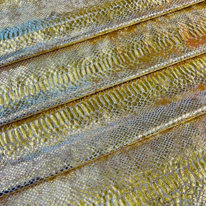 Gold Illusion Anaconda Foil Printed On Stretch Velvet - Sold By The Yard - 58&quot;/60&quot; Snake Velvet Spandex Fabric