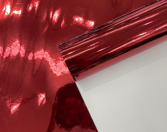 Burgundy Chrome Mirror Vinyl Fabric: Reflective Upholstery, 54" Wide