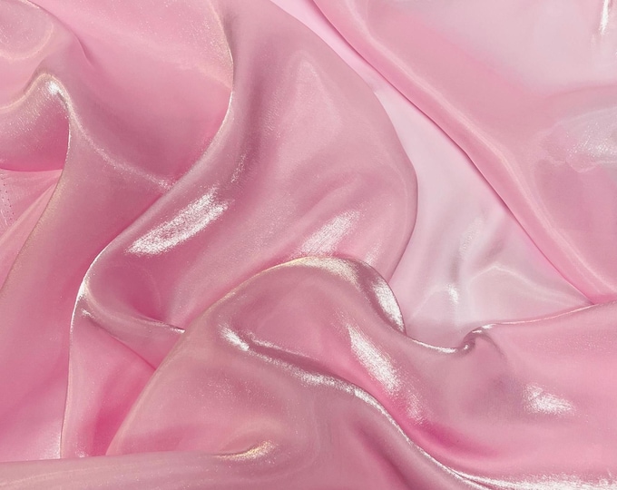 Baby Pink Water Shine Ultra Glossy Shimmer Bridal Chiffon By Yard, Liquid Crystal Chiffon Fabric, Liquid Bridal Chiffon