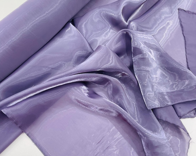 Smoke Lavender Shimmer Bridal Chiffon Fabric By The Yard: Glossy Liquid Crystal Polyester