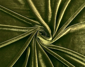 Mia Fabrics Olive Stretch Velvet Fabric 60'' Wide, Sewing, Apparel, Costume, Craft {Choose quantity}