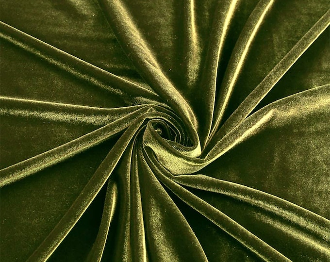 Mia Fabrics Olive Stretch Velvet Fabric 60'' Wide, Sewing, Apparel, Costume, Craft {Choose quantity}