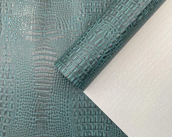 Teal Crocodile Marine Vinyl Fabric: Waterproof, Anti-Fungal Upholstery
