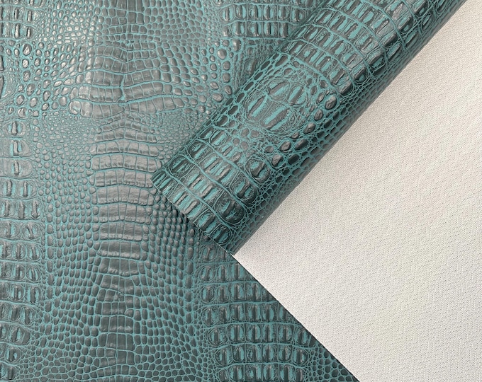 Teal Crocodile Marine Vinyl Fabric: Waterproof, Anti-Fungal Upholstery