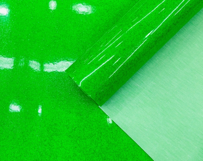 Neon Green Sparkle Glitter Upholstery Vinyl Fabric - 54" Width Sold By The Yard, Sparkle Glitter Vinyl Upholstery