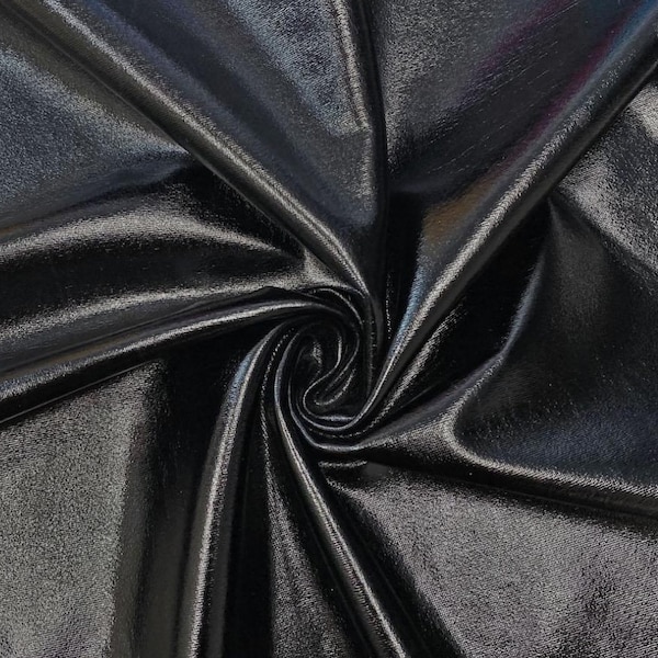 Metallic Foil Spandex Fabric - Black - Sold By The Yard Spandex Lame Fabric 2 Way Stretch Shiny DIY Apparel Accessories Lining