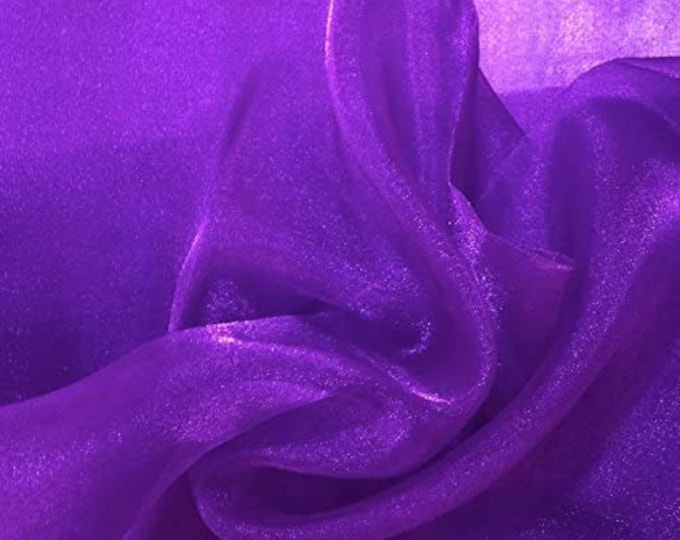 PURPLE Sparkle Crystal Sheer Organza Fabric Shiny for Fashion, Crafts, Decorations 60" by the Yard (Pick a Size)