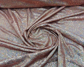 Rose Holographic Sequin Fabric: Iridescent Mini Glitz Sequins