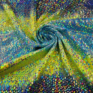 Dragon Scales Iridescent Foil Tie Dye Spandex Fabric - 4 Way Stretch