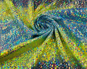 Dragon Scales Iridescent Foil Tie Dye Spandex Fabric - 4 Way Stretch
