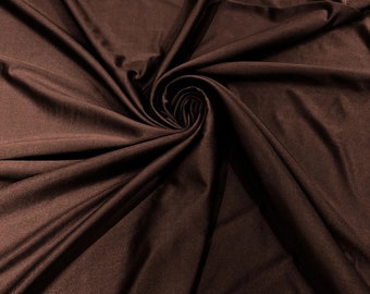 Dark Brown Shiny Milliskin Nylon Spandex Fabric 4 Way Stretch Prom-Gown-Dress, 58" Wide Sold by The Yard (Pick a Size)