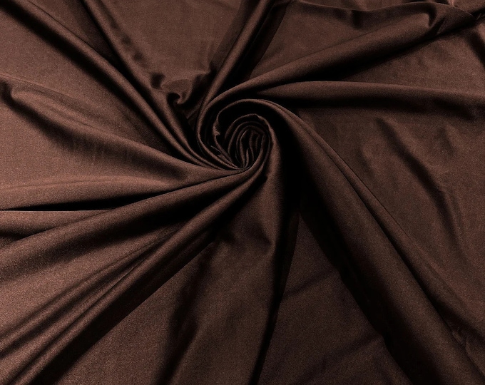 Dark Brown Shiny Milliskin Nylon Spandex Fabric 4 Way Stretch Prom-Gown-Dress, 58" Wide Sold by The Yard (Pick a Size)