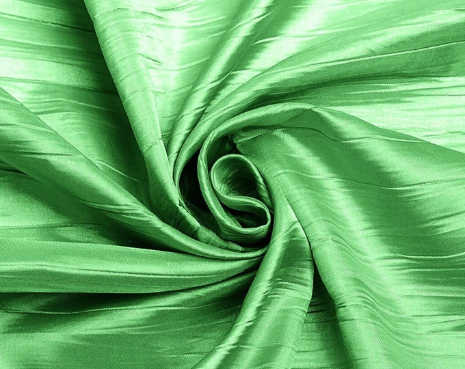 Crushed Taffeta Fabric - Pistachio - 54" Inch Wide Crushed Taffeta Creased Fabric Sold by The Yard
