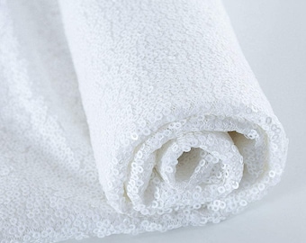 White Sequin Fabric: Mini Glitz Polyester Material, By The Yard