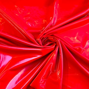 Red | Latex Shiny Vinyl 4 Way Stretch | Milliskin Vinyl Spandex Fabric | Prom-Gown-Dress, 58&quot; Wide Sold by The Yard (Pick a Size)
