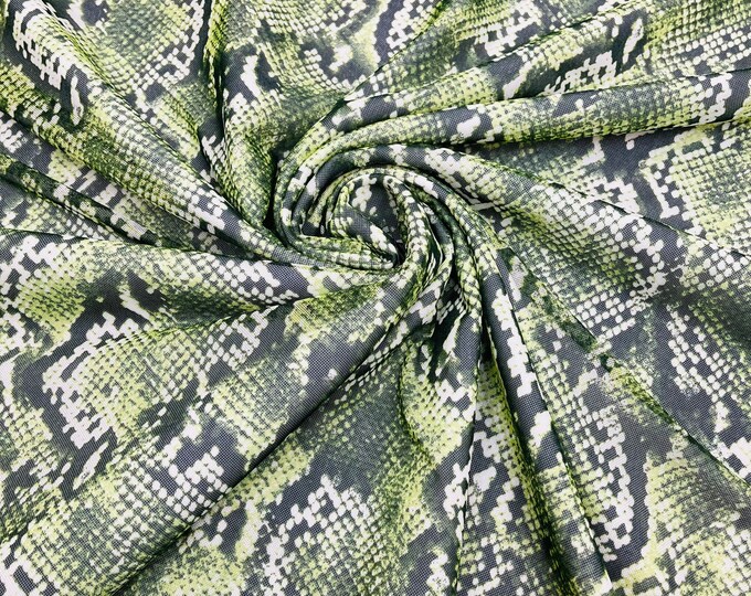 Snake Printed Power Mesh Fabric | Snake Design | 60" Wide 4 Way Stretch | Print Exotic Snake | by the yard