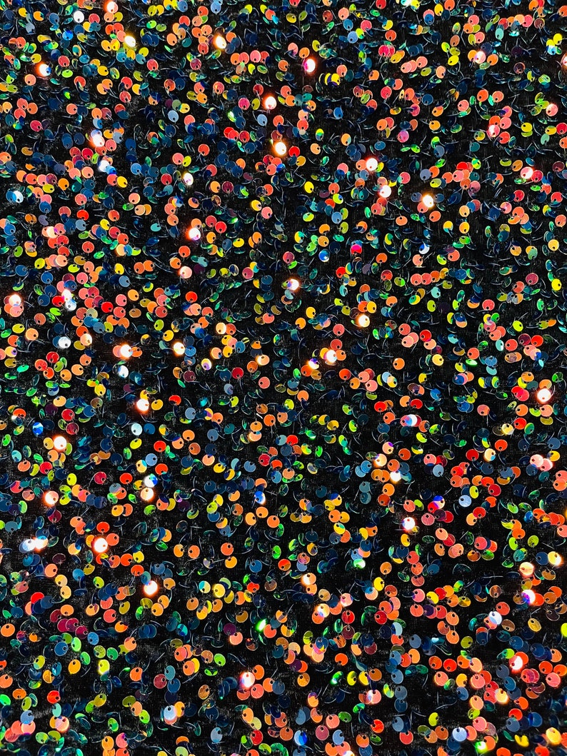 Sequine Color Multi Color Sequin Black Stretch Velvet Fabric: 5mm Shining Sequins - Etsy