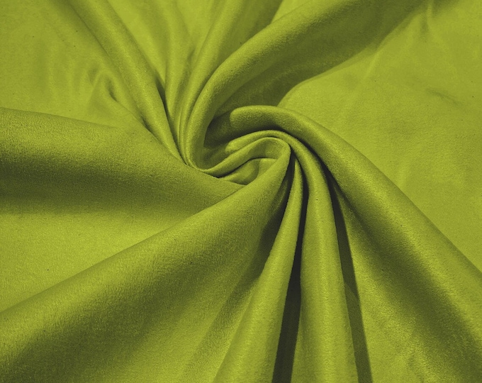 58" Faux Micro Suede Fabric - Lime Green - Polyester Micro Suede Fabric for Upholstery / Crafts / Costume Sold By The Yard