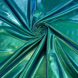 Green Mystique Nylon Spandex Iridescent Foggy Foil 4 Way Stretch 58/60”sold By The Yard