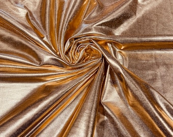 Rose Gold Metallic Foil Spandex Fabric: 2-Way Stretch Lame, DIY Apparel