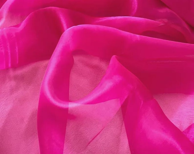 Fuchsia Sparkle Crystal Organza Fabric: Sheer Shiny Material, 60" Wide