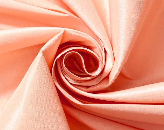 Peach Taffeta Stretch Fabric 2-Way Stretch, Spandex Polyester 58" Wide Sold by The Yard