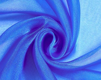 Royal Blue Sparkle Crystal Organza Fabric: Sheer Shiny Material, 60" Wide