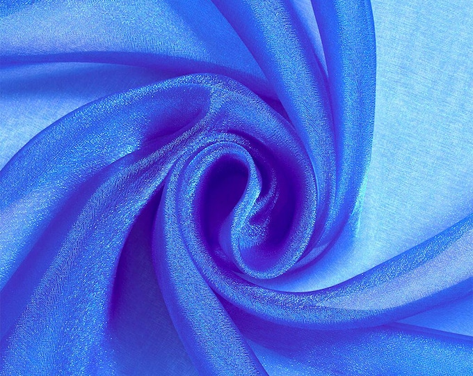 Royal Blue Sparkle Crystal Organza Fabric: Sheer Shiny Material, 60" Wide