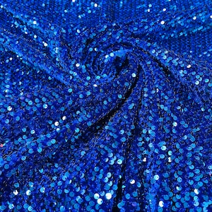 Sequins Velvet Fabric - Royal Blue - 2Way Stretch Velvet With Partial Luxury Sequins  5mm Shining Sequin Velvet 58/60” (Choose The Quantity)