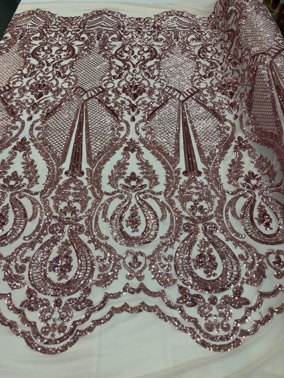 Pink sequin 2024 lace fabric