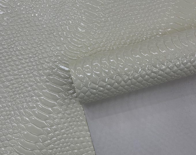 3D Snake Embossed Vinyl Fabric: Ivory Two-Tone Faux Leather Upholstery
