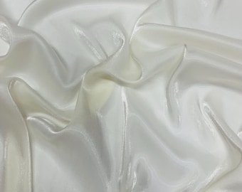 Ivory Shimmer Bridal Chiffon Fabric: Ultra Glossy Liquid Crystal