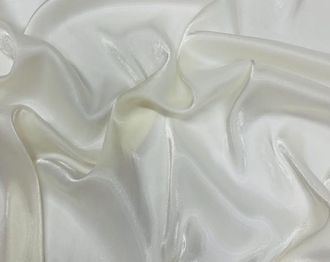 Ivory Water Shine Ultra Glossy Shimmer Bridal Chiffon By Yard, Liquid Crystal Chiffon Fabric, Liquid Bridal Chiffon