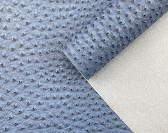 Coppen Blue Ostrich Embossed Vinyl Fabric: 54" Wide Faux Leather Upholstery